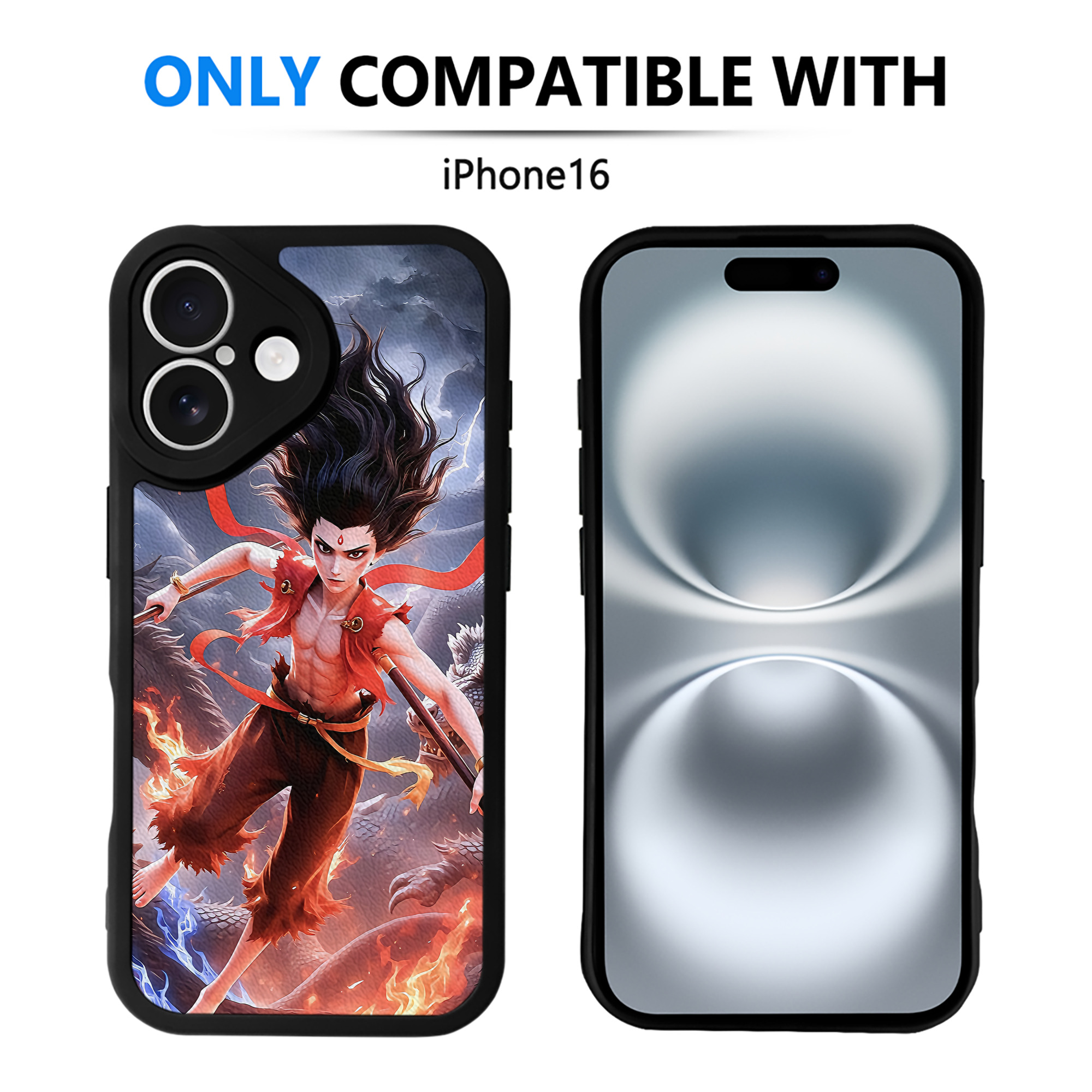 （画像用） Ne Zha 2 ナタ 魔童の大暴れ 【iPhone 16シリーズ対応】シリコンスマホケース（レザー調） 材質：シリコン
